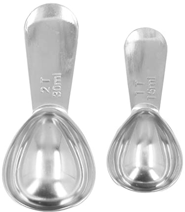 Juego de cuchara medidora de café, cuchara medidora de café de acero inoxidable 304 con escala para café molido, 2 uds., grande, 30ml, pequeña, 15ml