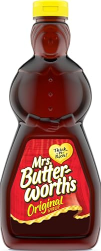 Mrs. Butterworth's Syrup, Original, 24 oz | Jarabe grueso y rico original; ideal para panqueques y gofres; también perfecto para el brunch de fin de semana y horneado