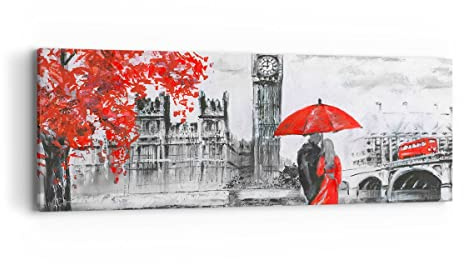 Panorama Bilder auf Leinwand London Architektur big ben Leinwandbild 90x30cm Wandbilder Dekoration Wohnzimmer Schlafzimmer Küche Klein Wanddeko Bild Wand Kunstdruck Art Wall Decor Canvas AB90x30-3153