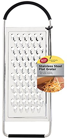TableCraft SG206BH, 12.25 x 4.25 Stainless Steel Flat Grater, Extra Coarse Holes for Shredding Cheese and Vegetables, Compact and Easy to Store, Dishwasher Safe