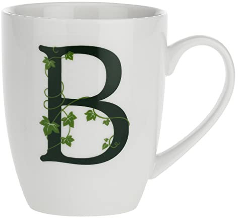 La Porcellana Bianca, Gift box Mug Lettera 'B' in Porcellana Bianca con Decorazione in Oro, Linea Atupertu, Capienza 380ml