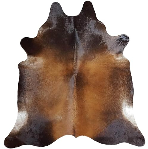 Sunshine Cowhides – Brindle Tricolor Brown Cowhide Rug for Living Room, Bedroom, Kitchen, and Office – Soft Cow Skin Floor Carpet – Modern Style Animal Hide Rug – Extra Large 6x7-8 ft