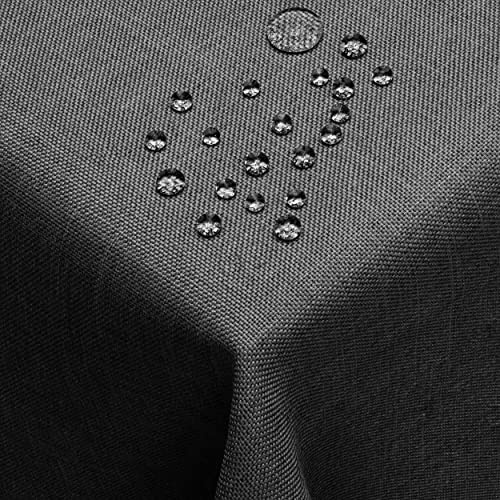 DecoHomeTextil Leinen Optik Tischdecke Eckig 110 x 220 cm Grau Anthrazit | wasserabweisend, fleckenabweisend, abwaschbar, Lotuseffekt