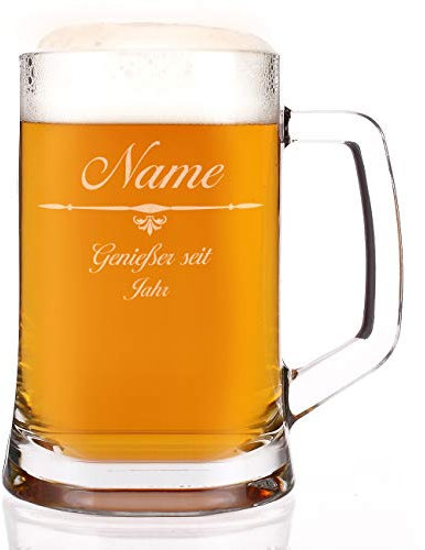 Herz & Heim® Gradliniger Bierseidel mit Namensgravur für Genießer