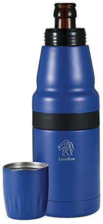 LionRox Chillax12 Can Insulator - Vacuum Insulated, Double Walled Stainless Steel Can Cooler - Navy Blue