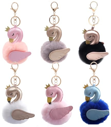 Daity 6 Stück Flamingo Schlüsselanhänger Taschenanhänger Kawaii Autoschlüssel Anhänger Taschenanhänger Damen Für Frauen