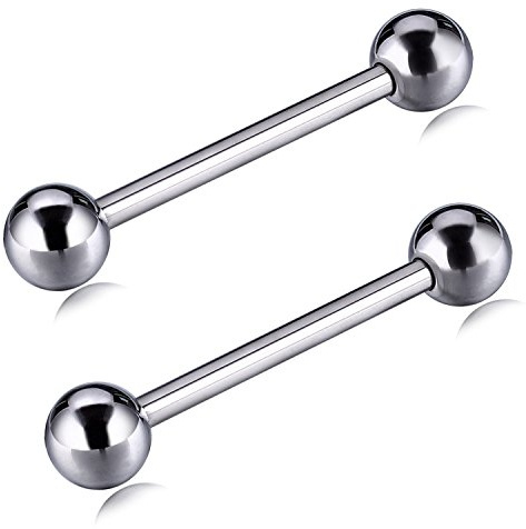 14G Paar Nipple Shield Barbell Innengewinde Zungenpiercing Schmuck G23 Solid Titanium (12G, 16)
