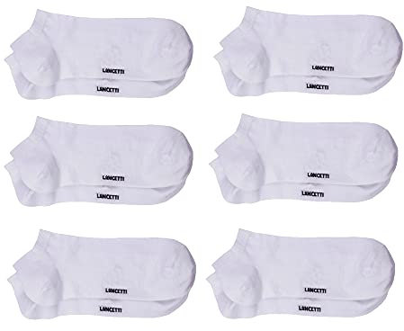 LANCETTI - 6 Paia Calzini Corti Bambino, Fantasmini in Cotone Filo di Scozia per Bimbo, Bianco, 27-30 (4-6 anni)