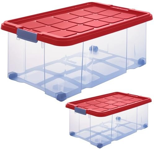 ARTECSIS 2 Aufbewahrungsboxen aus Plastik mit Deckel 60x40x25 cm Eurobox Drehstapelbox stapelbar nestbar 45L
