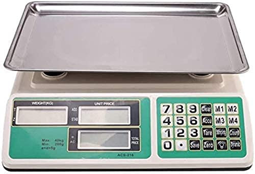 ZGJYSP Bilance elettroniche Bilance elettroniche da 40 kg Bilance digitali in Acciaio Inossidabile Bilance industriali con Display LCD HD per Cucina Ristorante Cibo Carne Frutta(A 40kg/1g)