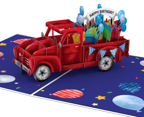 Lovepop Happy Birthday Pop-Up Card for Her, Him, Girls, Boys - 3D Greeting Cards - Truckloads of Birthday - 5 x 7 - Blank Notecard & Envelope Included