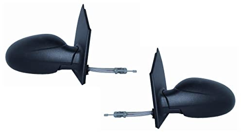 EASYSHOP24H Set 2 Specchio Specchietto Retrovisore Esterno Destro e Sinistro Compatibile Per Smart Fortwoo 450 451 da 1998 a 2007 Meccanico Nero
