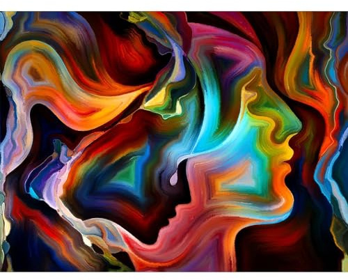 MISITU Klassische Puzzle 1000 Teile für Erwachsene Kunst Puzzles 1000 für Kinder ab 14 Jahren, Abstrakte Kunstgesichter