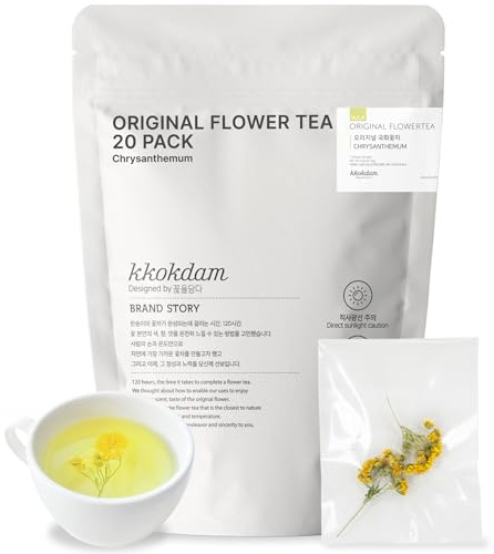 KKOKDAM Flower Loose Leaf Tea, 20 Count - 100% Natural Edible Whole Dried Flowers (Chrysanthemum)
