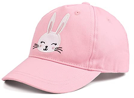 XIAOHAWANG Gorro de algodón para niños Sombrero de Conejo de Oso Bordado para Bebé Niña Niño Sombreros de Sol 6 Meses-10 años (Rosa, 6-24 Meses)