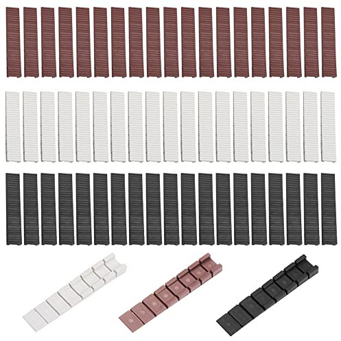 Sixfolo 60 Pezzi Cunei per Mobili,Spessori in Plastica a Cuneo,Zeppe per Mobili 98 X 20 X 8mm,Cunei di Arresto con Punti di Rottura Teorici Integrati (Nero Marrone Bianco)