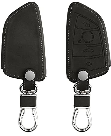 kwmobile Schlüsselhülle für BMW 3-Tasten Smart Key Autoschlüssel Hülle - Autoschlüssel Schlüssel Hülle - Schlüsselcover aus Kunstleder in Dunkelgrau