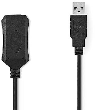 Nedis Aktive USB-Kabel | USB 1.1 / USB 2.0 | USB-A Stecker | USB-A Buchse | 480 Mbps | 20.0 m | rund | Vernickelt | PVC | Kupfer | Plastikbeutel