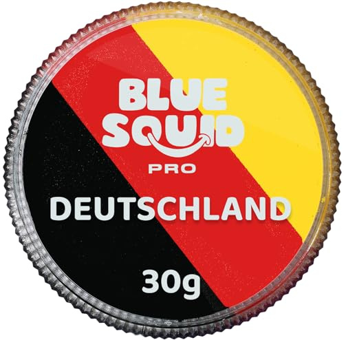 Blue Squid PRO Schminke Face Paint und Bodypaint - Schwarz, Rot, Gelb Split (30g), Deutschland Schminkstift, Deutschland Fanartikel, Schminkstift für Fußball's Fan, Europameisterschaft 2024
