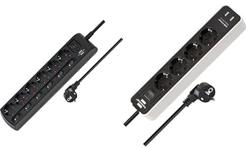 Brennenstuhl Steckdosenleiste einzeln schaltbar 6-Fach & Steckdosenleiste Ecolor 4-Fach mit USB Mehrfachstecker mit 2 USB-Ladebuchsen