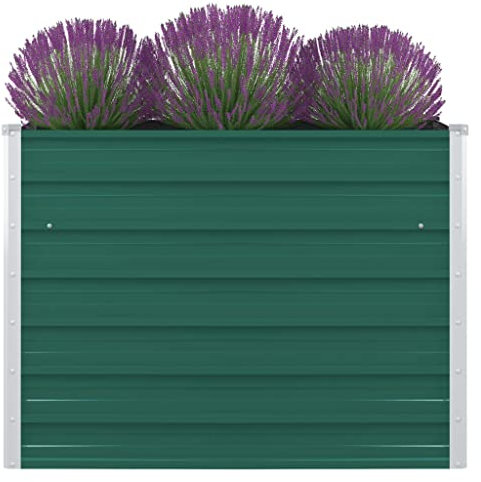 LAPOOH Hochbeet, Palettenrahmen, Hochteich, Gemüsebeet, Kräuterregal Balkon, Blumenbeet, Kräuterspirale, Tomatenbeet, Pflanzhochbeet, 100 x 100 x 77 cm Verzinkter Stahl Grün