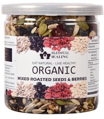 Blessfull Healing Organice Mixed Roasted Seeds & Berries 1 lb (453 Gram) Airtight Container