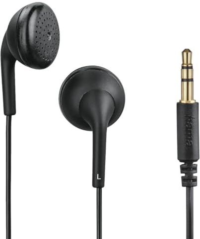 Hama Bubbly kabelgebundene Kopfhörer (kabelgebundene Stereo-Kopfhörer, 3,5 mm Klinkenstecker, vergoldeter Klinkenstecker, 1,2 m Kabel) Schwarz