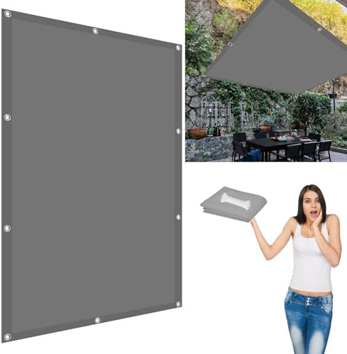 Sonnensegel Sonnenschutz 2.2 x 3.6 m Sichtschutz Quer Vernäht Robust für Terrasse, Pool und Garten, Hellgrau