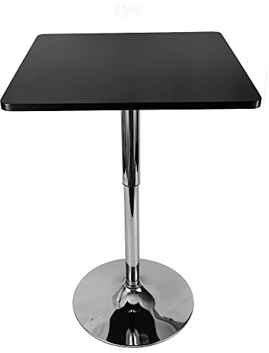 Tisch Stehtisch Schwarz Eckige Edelstahl Bartisch KüChentisch Stabiles Metallgestell Industrie Design Quadratisch Esstisch Hoch Biertisch Mdf Partytisch HöHenverstellbar Tischplatte 70-90Cm Home