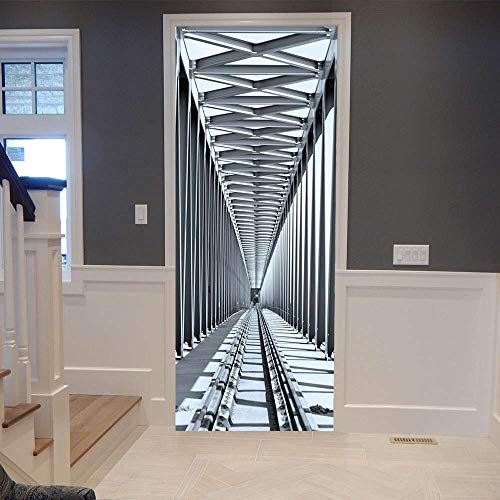 3D Türtapete Türaufkleber Selbstklebend Türfolie Poster Fototapete Türbilder Türtattoos Wasserdichte Tür Stickers für Kinderzimmer Wohnzimmer Badezimmer 100x200 cm Spur