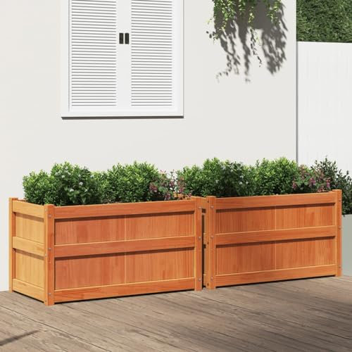 heybb Pflanzkübel 2 Stk. Blumenkasten PflanzgefäßE FüR Draussen PflanzenküBel Wachsbraun Massivholz Kiefer - 837464