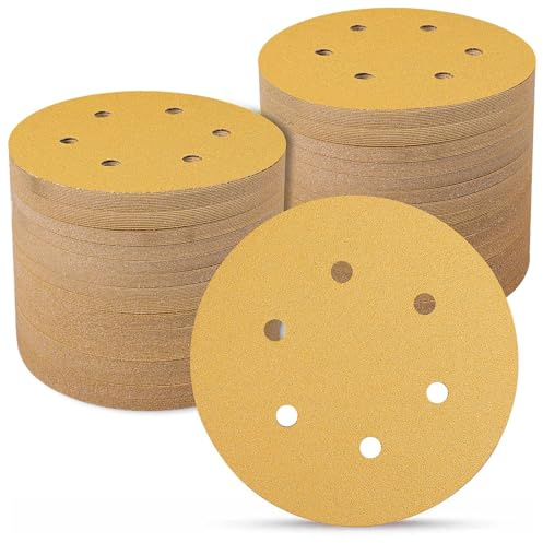 Sruhrak 100 Stück Schleifpapier 150 mm 6 Loch 80/120/220/320/400 Körnung | Schleifscheiben Klett für Uniflex-Schleifmaschinen und alle Oszillationswerkzeuge