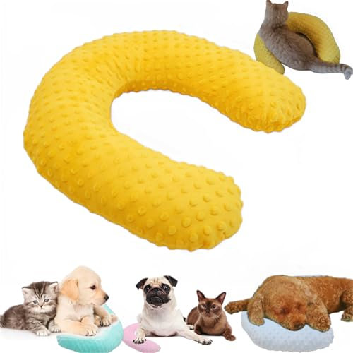 U Förmige Kissen Für Katzen, Kopfkissen Für Hunde Katzen, Beruhigungskissen Für Hunde, Haustierkissen Katzenkissen, Weich & Komfortabe Katze Kissen Für Zum Schutz Der Halswirbelsäule (Gelb)