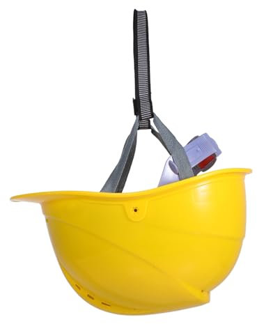 SOLUSTRE Gelber Bauhelm Für Erwachsene Belüftet Und Verdickt Leichter Sicherheitshelm Mit Aufprallschutz Für Baustelle Und Industrie