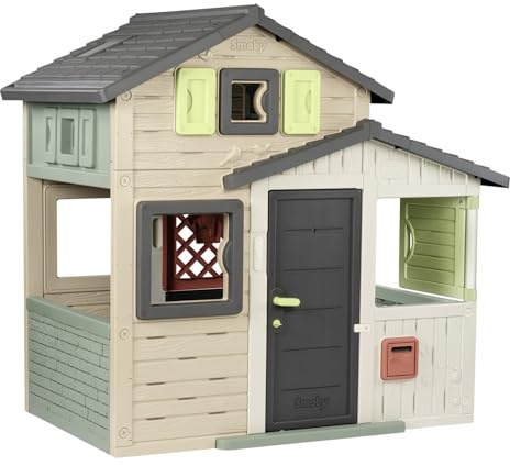 Smoby Life - Evo Friends Spielhaus (114x162x175 cm) mit Mind. 60% Recycling-Anteil - wetterfestes Gartenhaus für Kinder - Outdoor-Kinderhaus für Garten oder Terrasse - ab 3 Jahre