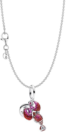 PANDORA Damen-Halskette Liebes-Hummer Set Silber Romantische Geschenkidee, Schmuck-Set mit Kette und Anhänger für Frauen 28127