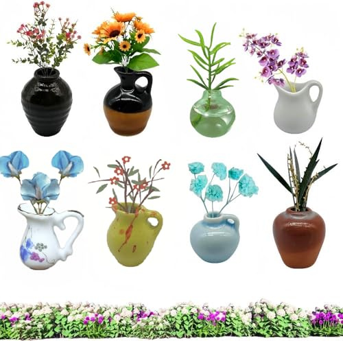 6Pcs Mini Ceramic Vase Fridge Magnets Cute Plants Decor Accessories DIY Refrigerator Magnets Strong Decorative for Kitchen Decor (B)