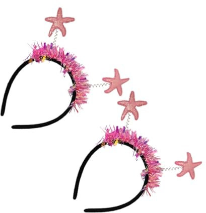 LRXIYODE 2 Stück Glitzer Party Kopfschmuck mit Rosa Seestern Design Leicht und Formstabil Kopfbedeckungen für Festival und Meerjungfrauen Kindergeburtstag
