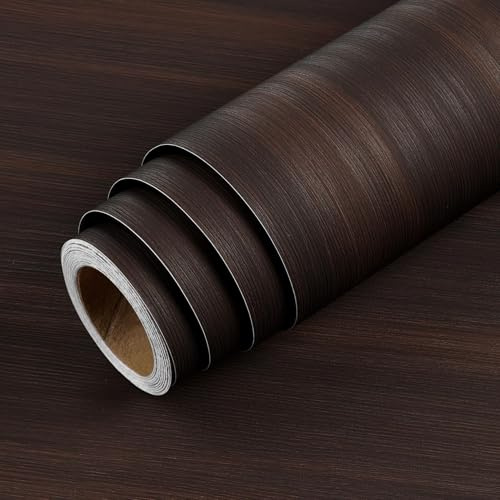 LaCheery Självhäftande film, möbler, träutseende, mörk bänkskiva, folie, brun, 40 cm x 200 cm, möbelfolie, självhäftande, trä, vinyl, köksfolie, skåp, matt, vattentät, självhäftande film, kök för