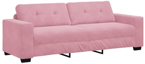 Mandloder 3-Sitzer Sofa, Rosa Samt, Modernes Design, 221 cm Breite, Bequeme Couch für Wohnzimmer, Weich Gepolstert, Stabile Polstergarnitur mit Kissen