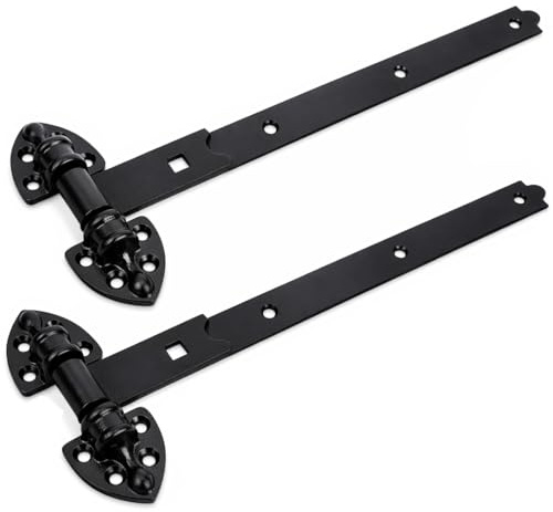 SCORPIO HARDWARE® Heavy Reversible Gate Hinges Black Galvanised Garage, Stable Door, Gate Hinges | 1 Pair with Fixings (Black, 18 Inch)