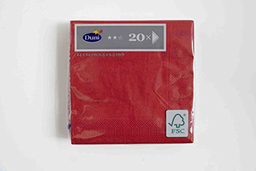 Duni Cocktail-Servietten 3lagig Tissue Uni bordeaux, 24 x 24 cm, 20 Stück