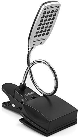 Daffodil ULT300 Clip-On Reading Light – Flexible Gooseneck Book Light with Large Clamp, USB or 4xAA Battery Powered, 3 Brightness Levels, Lamp for Headboard, Desk, Bedside or Bed - Black