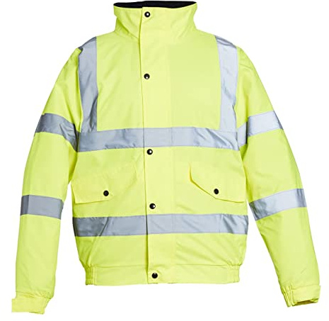 Blackrock Yellow Hi Vis Waterproof Bomber Jacket Men's and Women's | Reflective High Vis Jackets, High Viz Visibility Warm Safety Security Work Wear, Taped Seams & Fleece Lined Collar - Size
