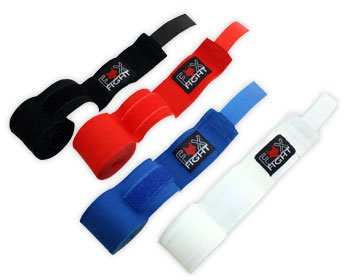 Boxbandage 4,5 m elastisk hög kvalitet med tummenslinga kedja handwraps bandage handledsbandage lindbandage MMA boxar kompressionseffekt sport kicklådor Muay Thai Freefight kampsport BJJ FOX-FIGHT - 1 par svart