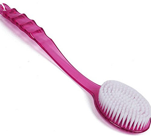 ZHOUBA Cepillo de baño de mango largo para ducha y espalda, masajeador, herramienta de limpieza de la piel (rojo rosa)