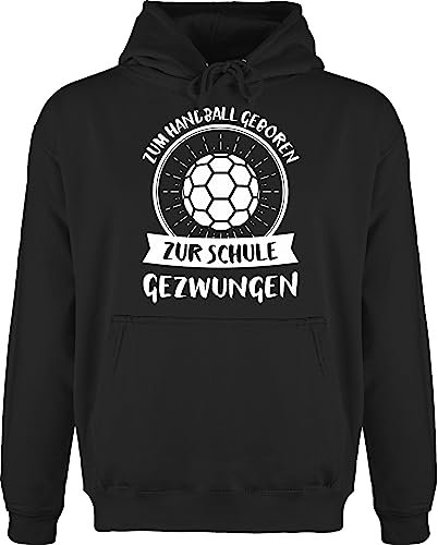 Hoodie Herren Pullover Männer - EM 2026 Trikot Ersatz - Zum Handball geboren zur Schule gezwungen - S - Schwarz - geschenk langer arm handballer fun-kapuzenpullover hanball geboren.. pullis