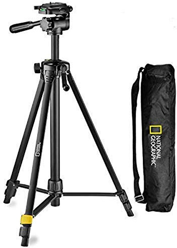 NATIONAL GEOGRAPHIC Photo Tripod Kit Medium, with Carrying Bag, 3-Way Head, Quick Release, 3-Section Legs Lever Locks, Geared Centre Column, Load up 1,5kg, Aluminium, for Canon, Nikon, Sony, NGHP000
