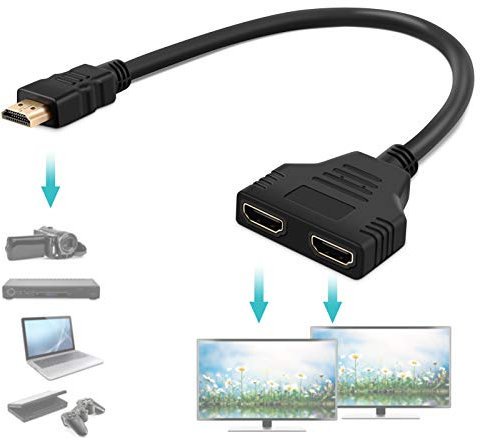 Yosoo Health Gear Répartiteur HDMI 1 Entrée vers 2 Sorties, Adaptateur Séparateur pour HDTV, DVD, PS3, STB, Projecteurs LCD