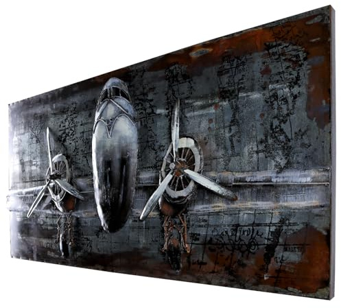 Wandbild Metallbild Flugzeug 3D Effekt Relief Unikat hangefertigt Bild B=120cm H=60 cmT=6cm
